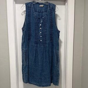 Faherty Isha navy cotton gauze dress